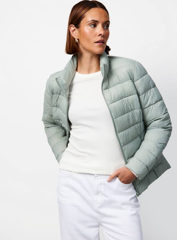 Green Padded Funnel Neckline Puffer Jacket XS